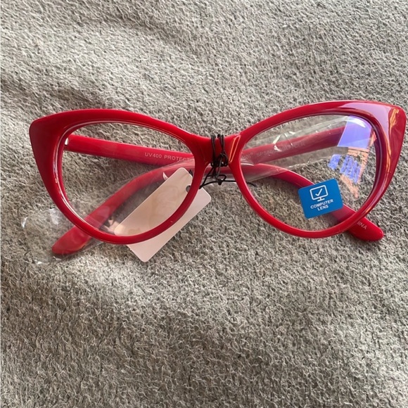 - RED VINTAGE LOOK CAT EYE  FRAME BLUE LIGHT BLOCKING GLASSES.…NEW - Picture 12 of 12